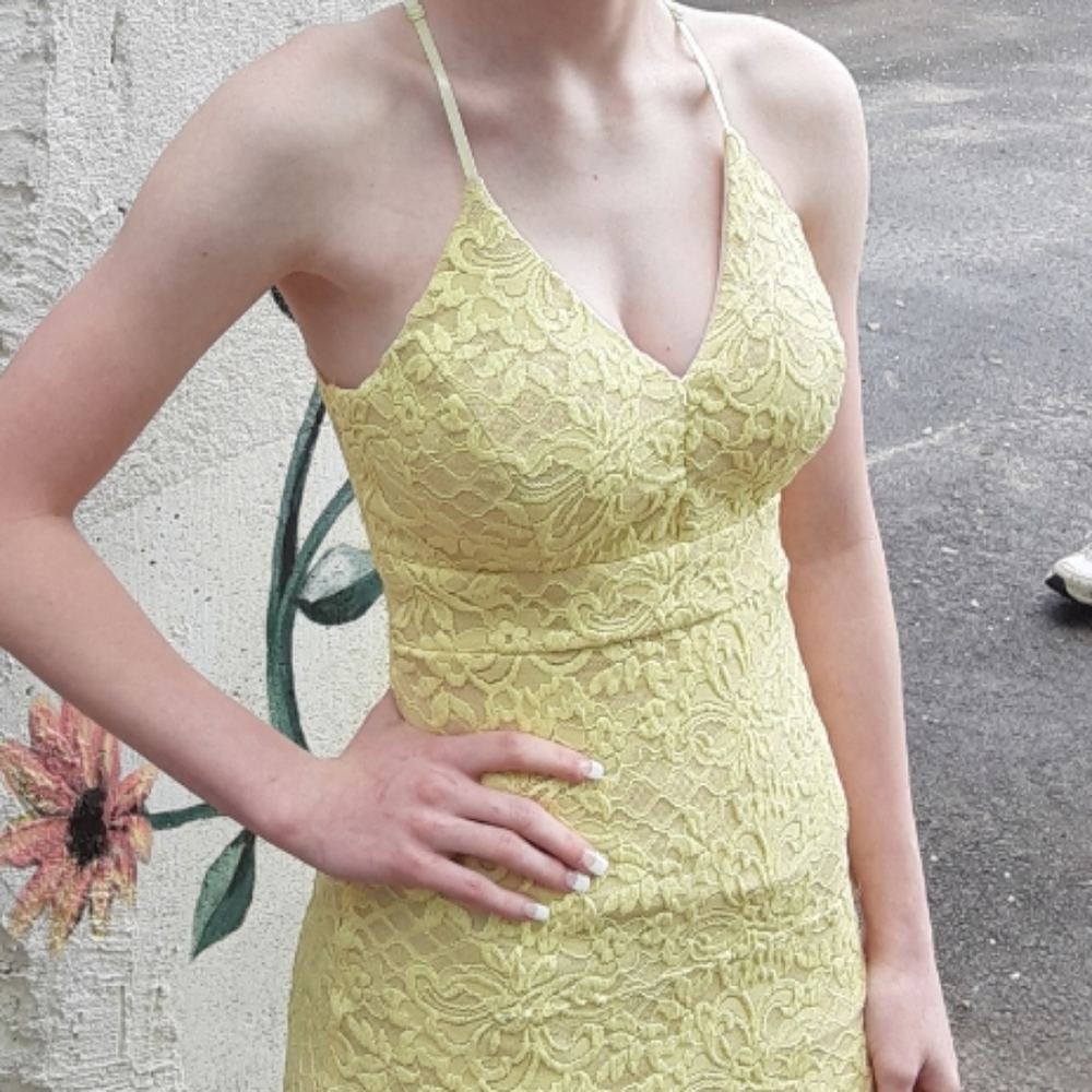 Yellow Dillard's Prom dress